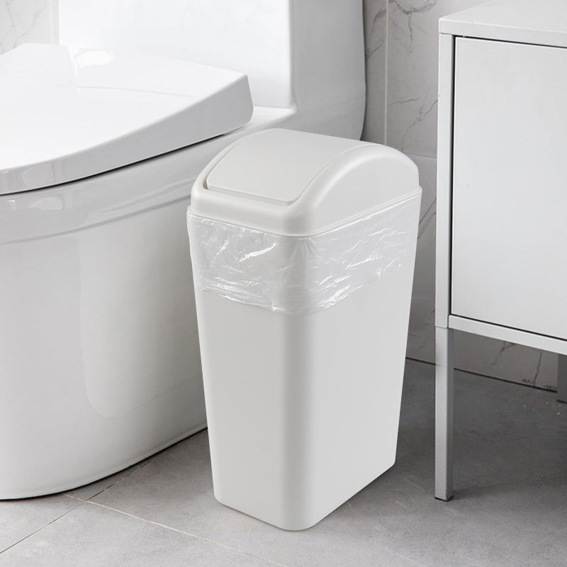 Cand 14 L Small Plastic Garbage Can, Slim Swing Lid Trash Bins, Light Grey - Image 3